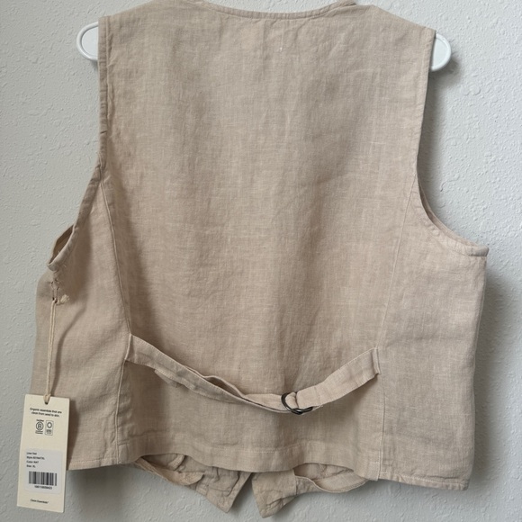 NWT Size XL Tan vneck Sleeveless Button Down Pockets Linen Vest - Mate the Label - Picture 11 of 15